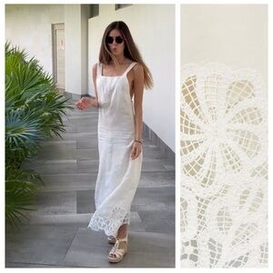 Bloggers Fave! NWT Zara Limited Edition White Lace Trim Linen Midi Dress